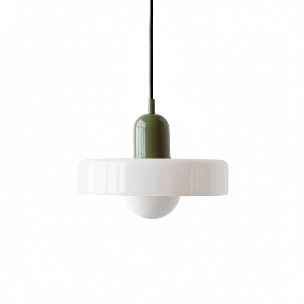 Suspension Verre Opalin Bauhaus - vue produit sur fond blanc