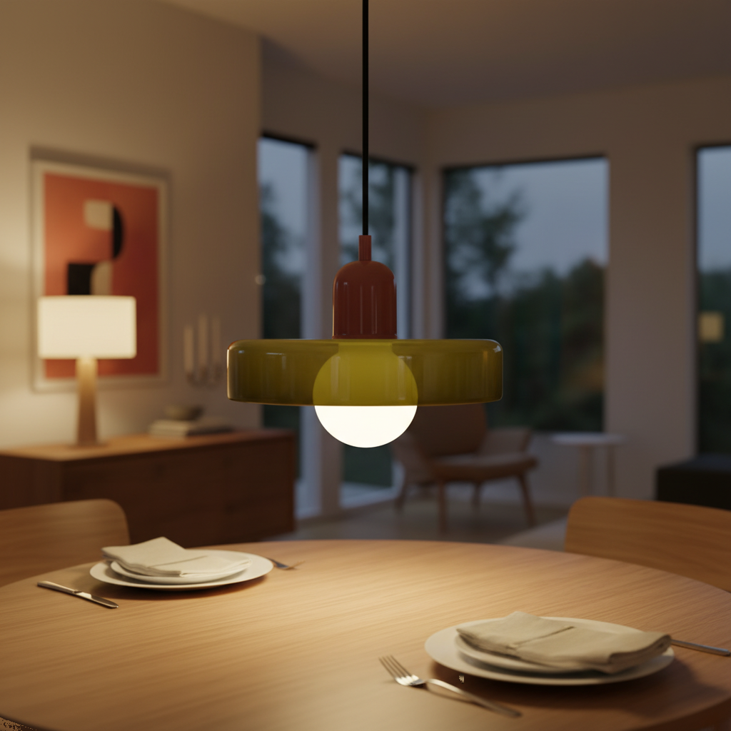 Suspension Verre Soufflé Design Bauhaus Disque mise en ambiance dans un intérieur