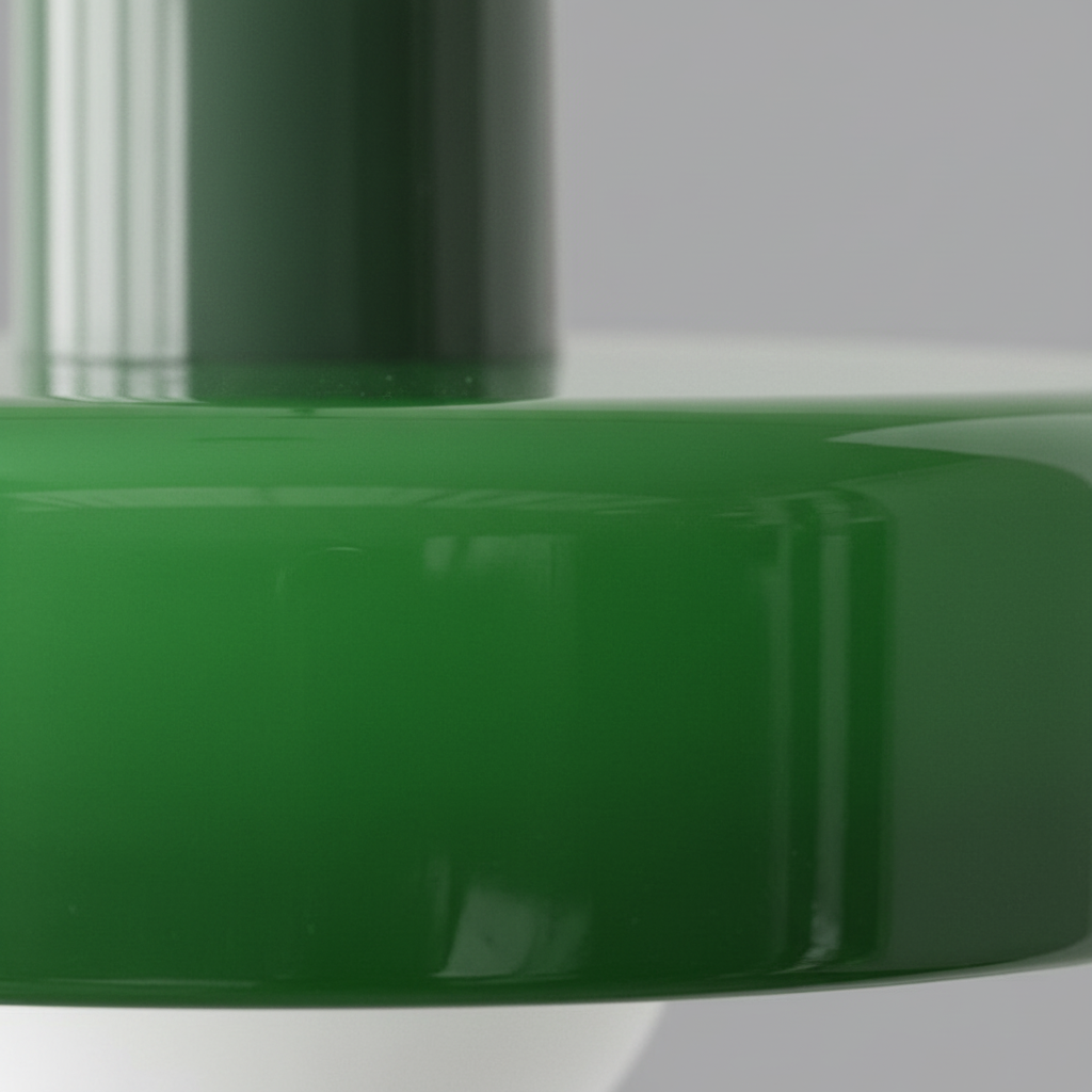 Suspension Verre Vert Style Bauhaus - gros plan sur les détails de fabrication