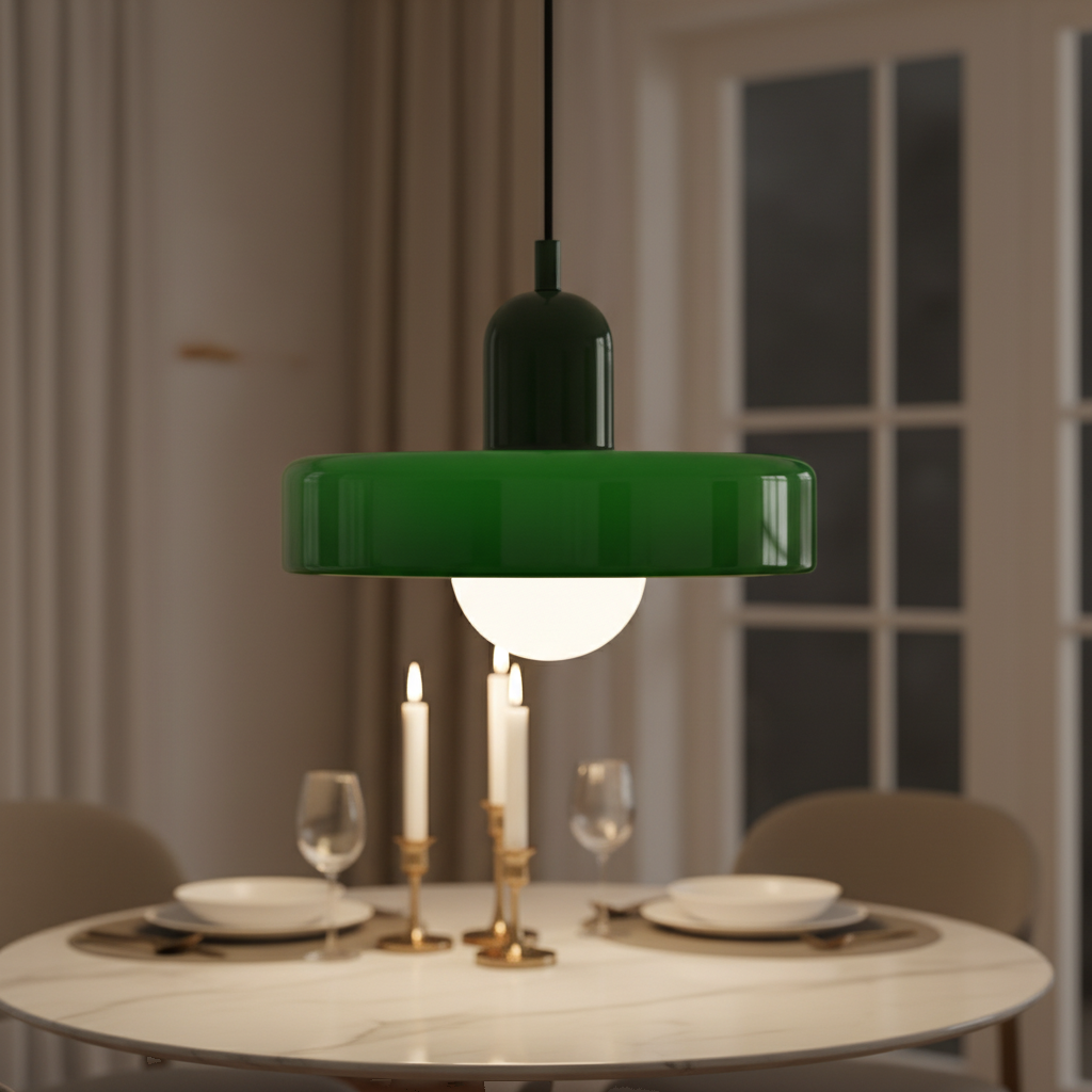 Suspension Verre Vert Style Bauhaus mise en ambiance dans un intérieur