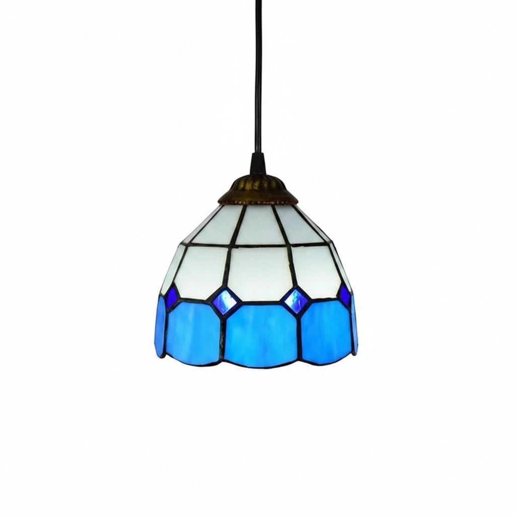 Suspension Vitrail Mosaïque Bleu Méditerranéen - vue produit sur fond blanc