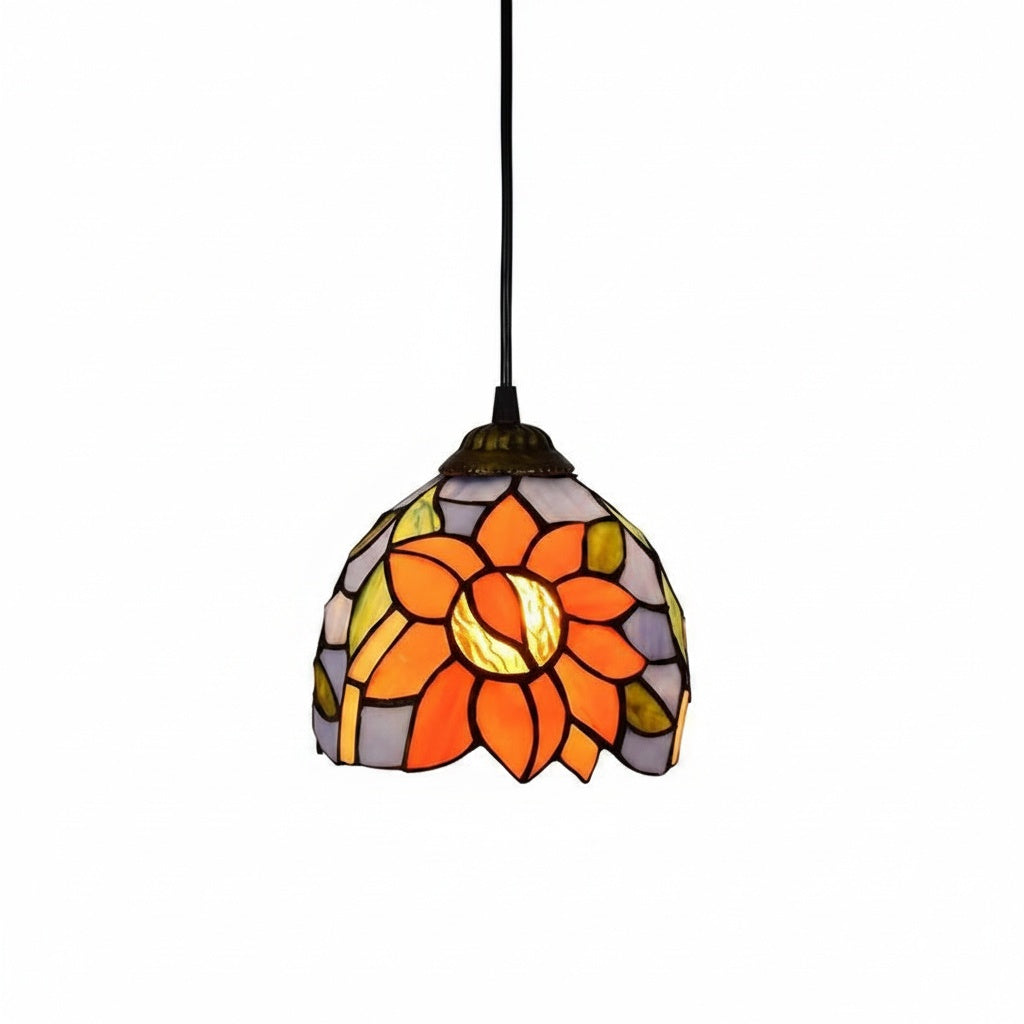 Suspension Vitrail Mosaïque Tournesol - vue produit sur fond blanc