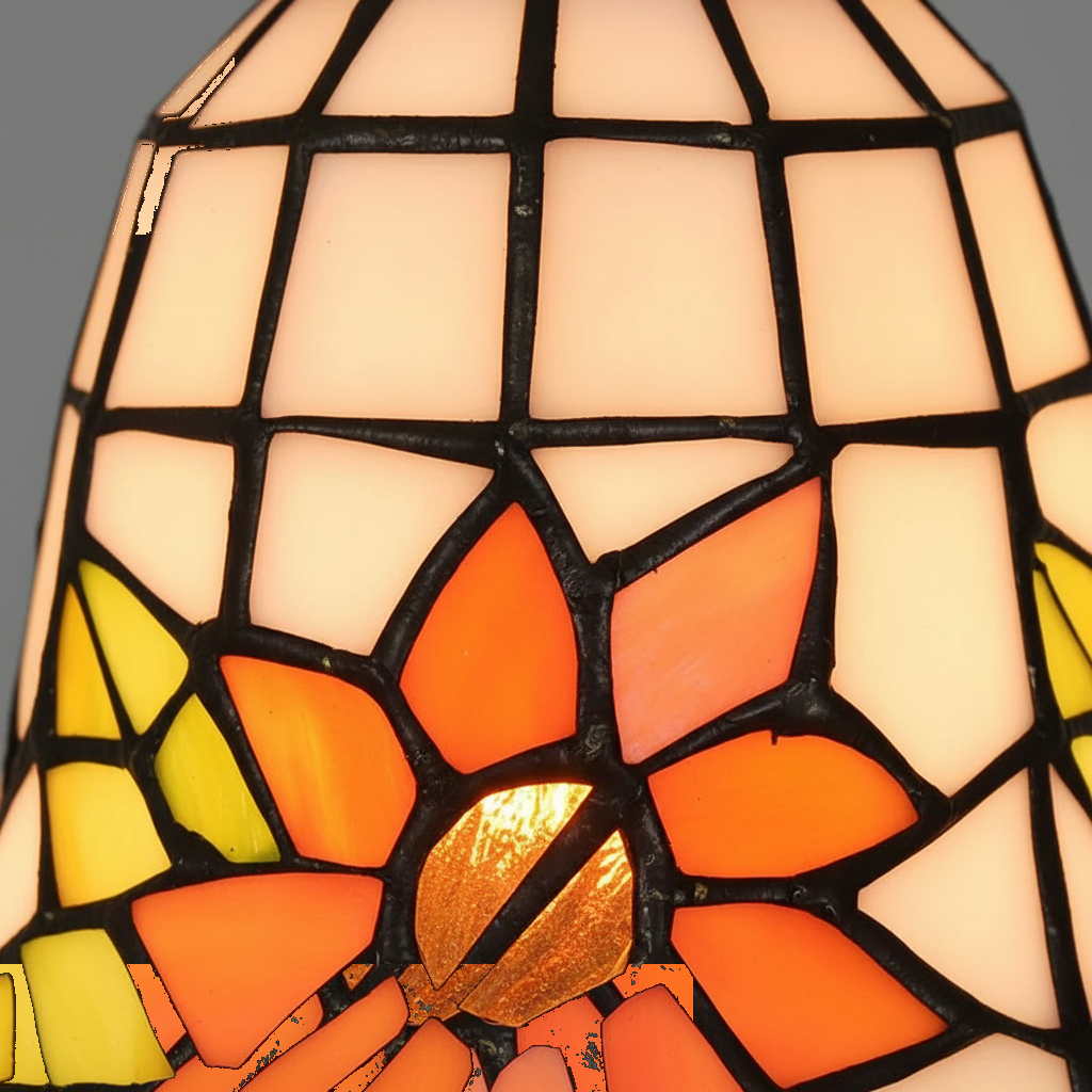 Suspension Vitrail Tiffany Fleur Mosaïque - gros plan sur les détails de fabrication