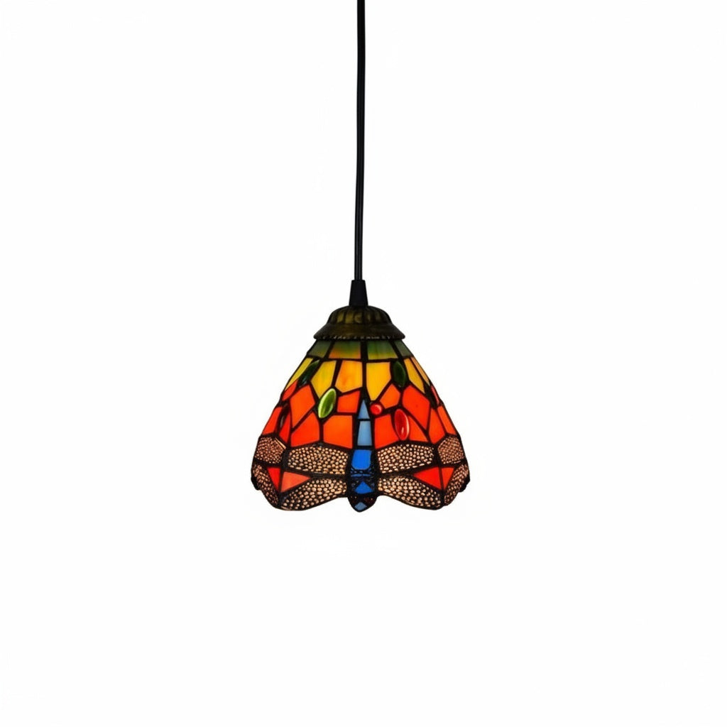 Suspension Vitrail Tiffany Libellule - vue produit sur fond blanc