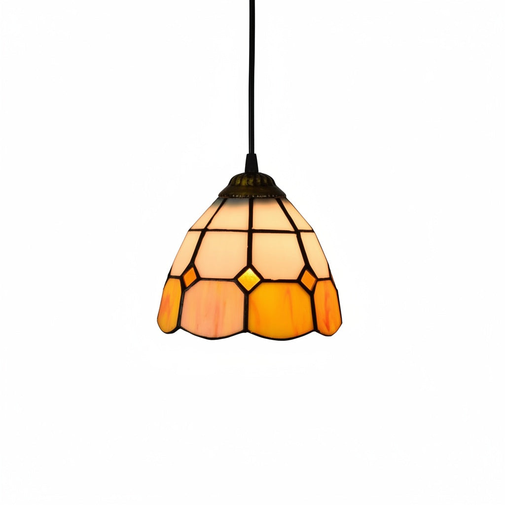 Suspension Vitrail Tiffany Mosaïque Ambrée - vue produit sur fond blanc