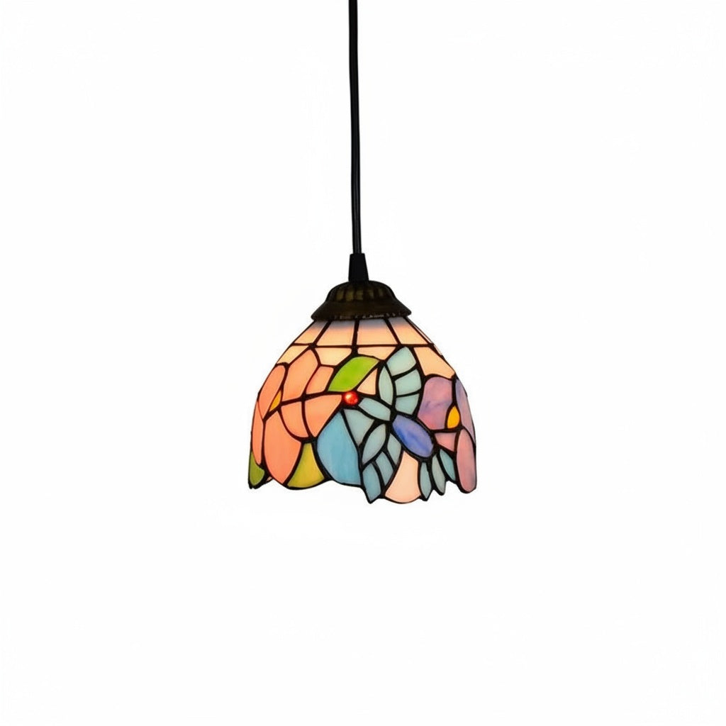 Suspension Vitrail Tiffany Mosaïque Florale - vue produit sur fond blanc