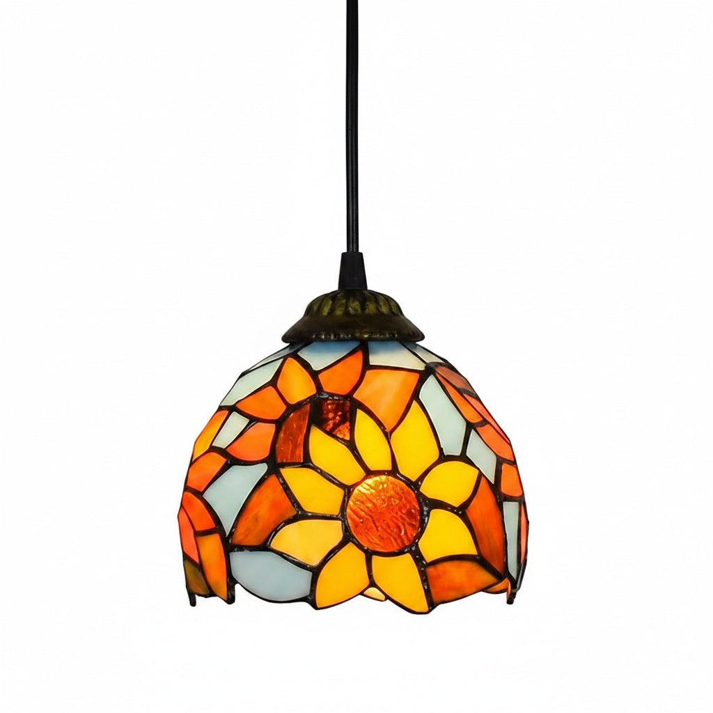 Suspension Vitrail Tiffany Tournesol - vue produit sur fond blanc